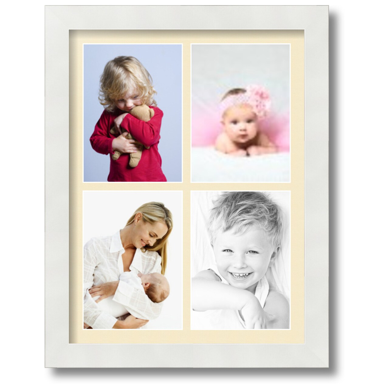 ArtToFrames Collage Photo Picture Frame with 4 - 5x7 inch Openings, Framed in White with Over 62 Mat Color Options and Regular Glass (CSM-3966-2153)